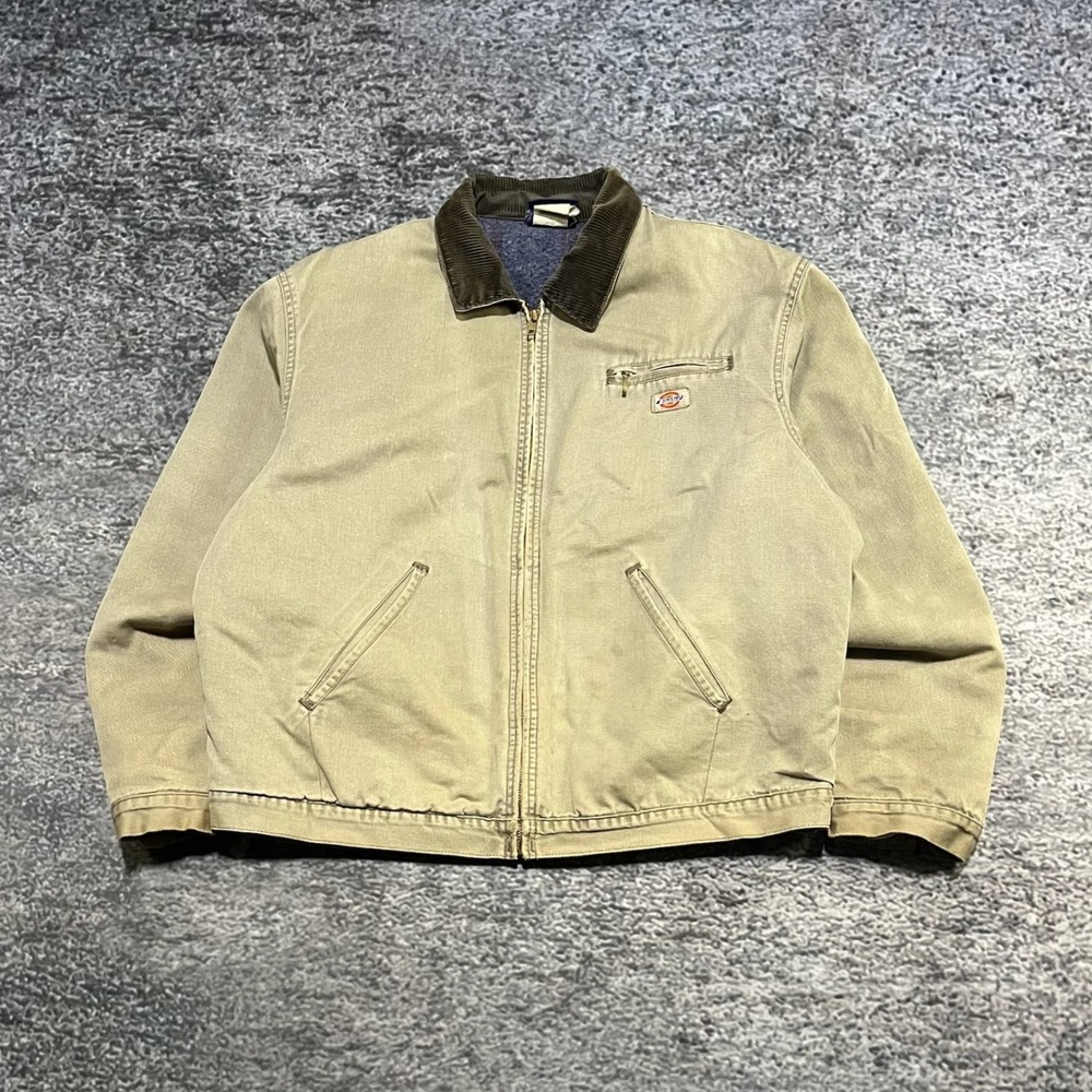 Dickies Tan Work Jacket with Dark Brown Corduroy Collar